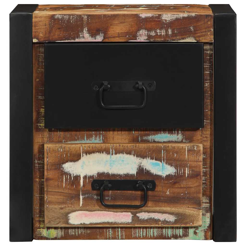 Bed cabinet 40x35x40 cm solid recycled wood multi -colored - number 5.