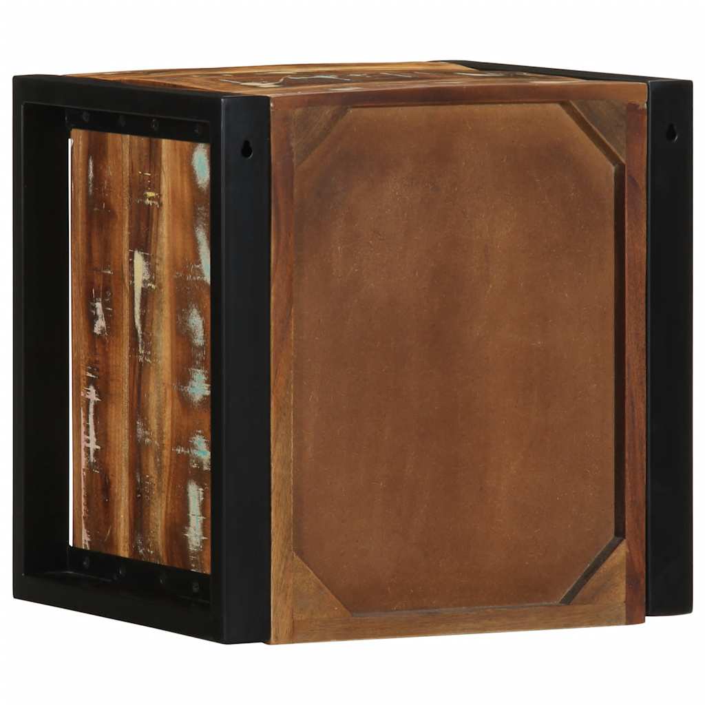 Bed cabinet 40x35x40 cm solid recycled wood multi -colored - number 7.