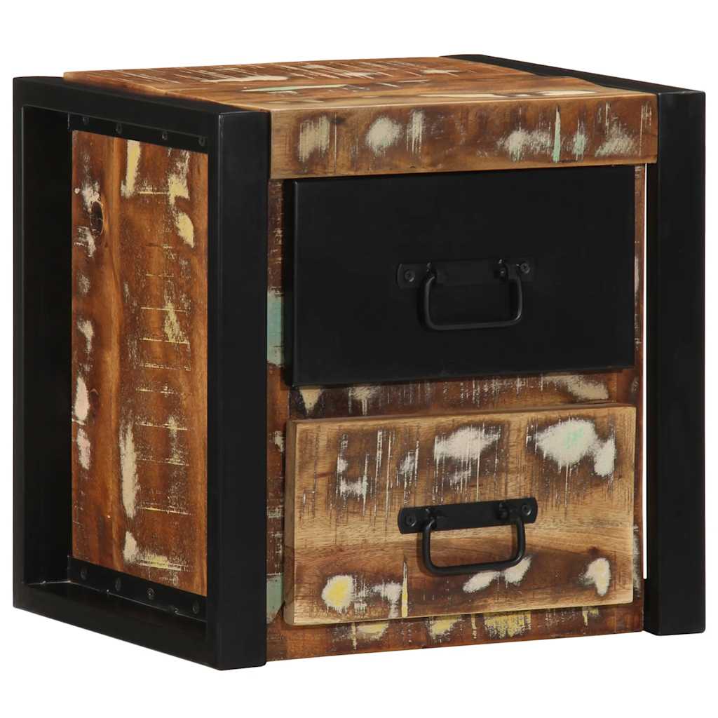 Sengeskabe 2 stk 40x35x40 cm massivt genbrugstræ flerfarvet - number 4.