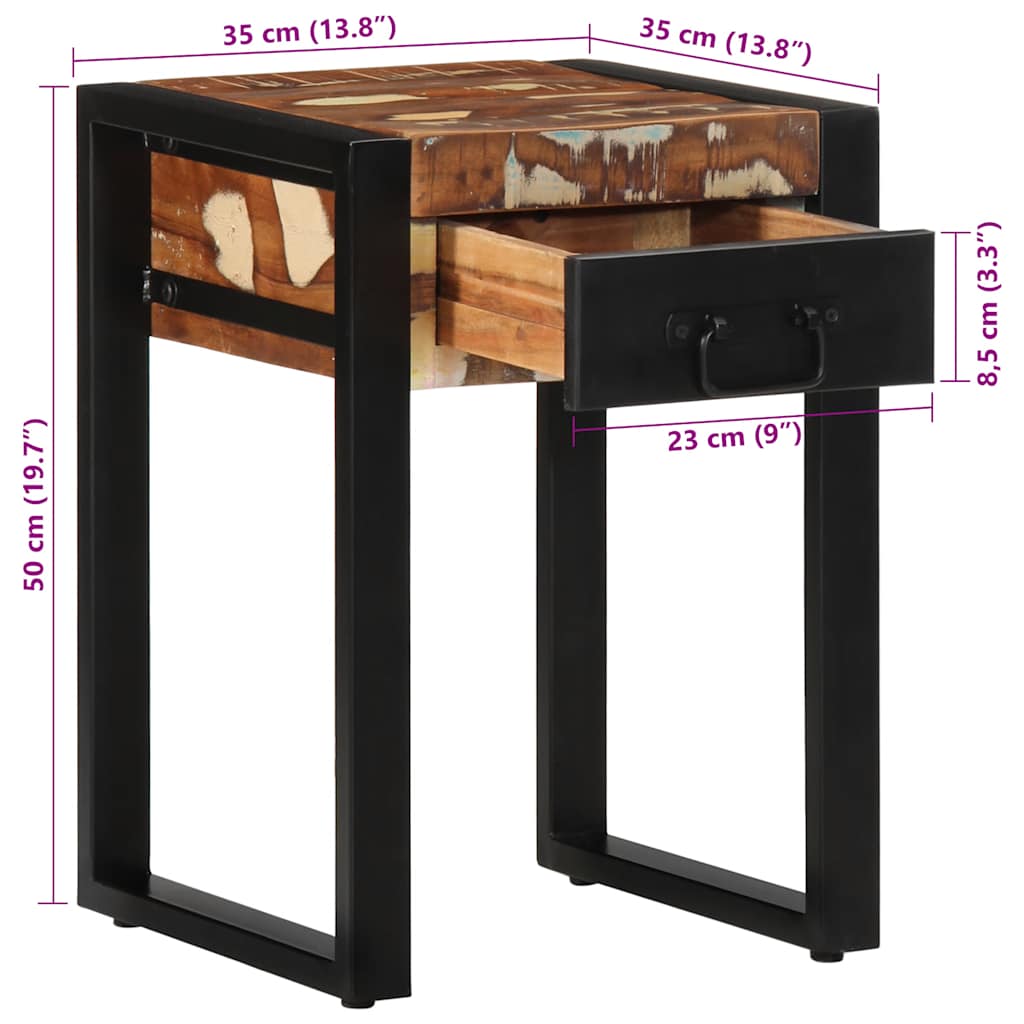 Stół jadalny 35x35x50 cm lite drewno z odzysku wielokolorowy - lite drewno z odzysku, 1 - number 10.