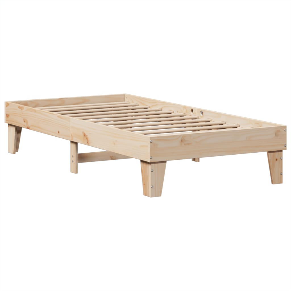 Sengsramme uten madrass solid furu - naturlig farget, 75 x 190 cm - number 5.