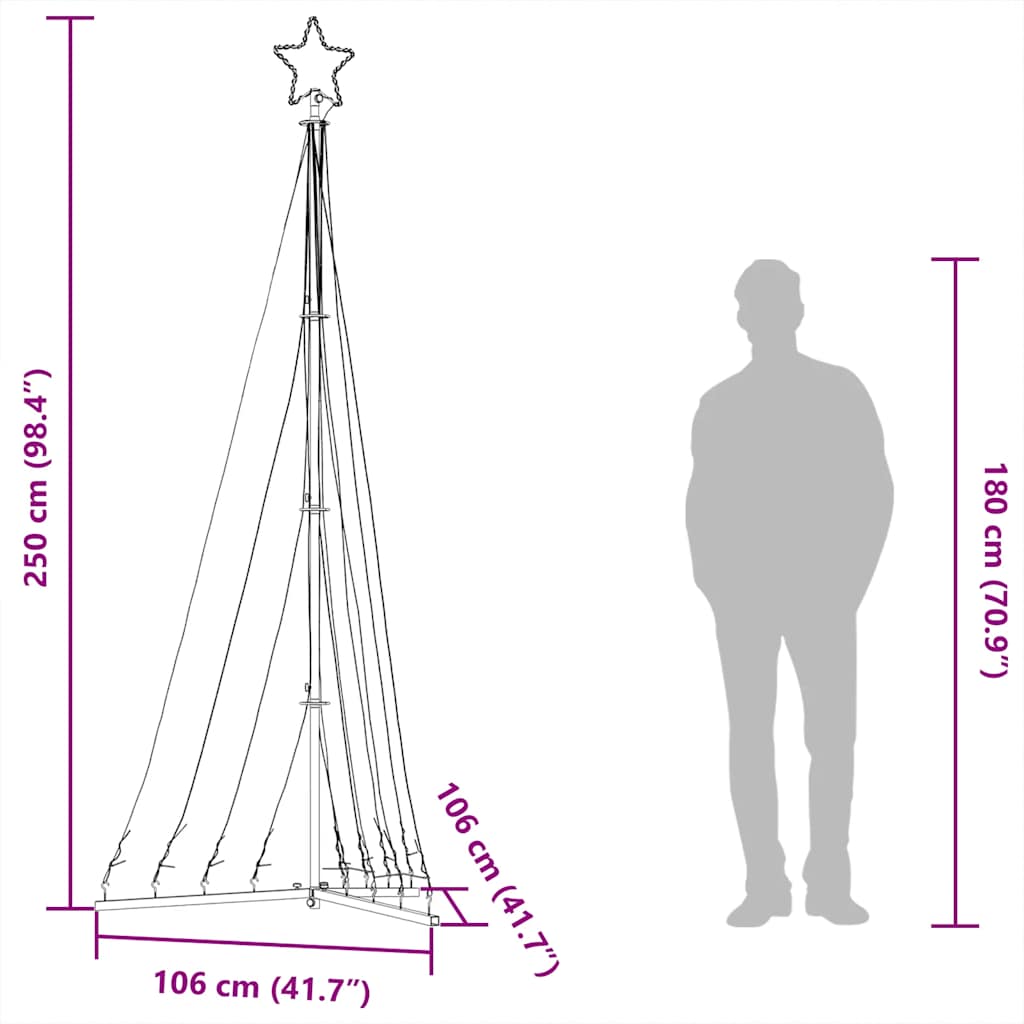 Led -christmas tree 447 leds 249 cm lumière bleue - bleu, 250 cm, 1, x - number 12.