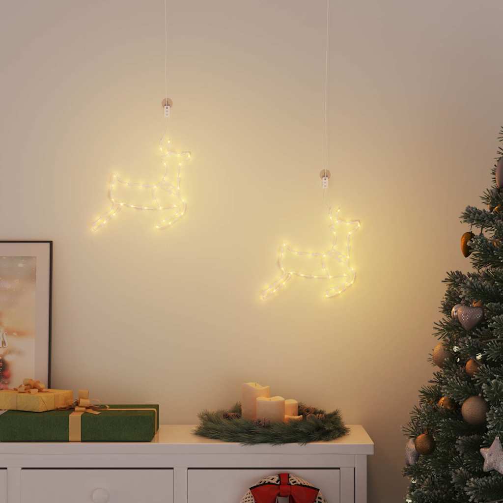 Lumières de noël silhouette de renne 2 pcs 35 led blanc chaud - number 4.