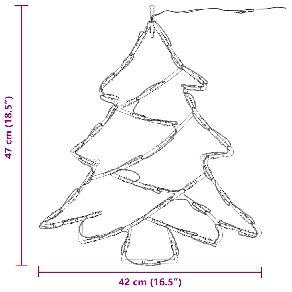 Lumières de noël silhouette de sapin de noël 2 pcs 50 led blanc chaud - number 12.