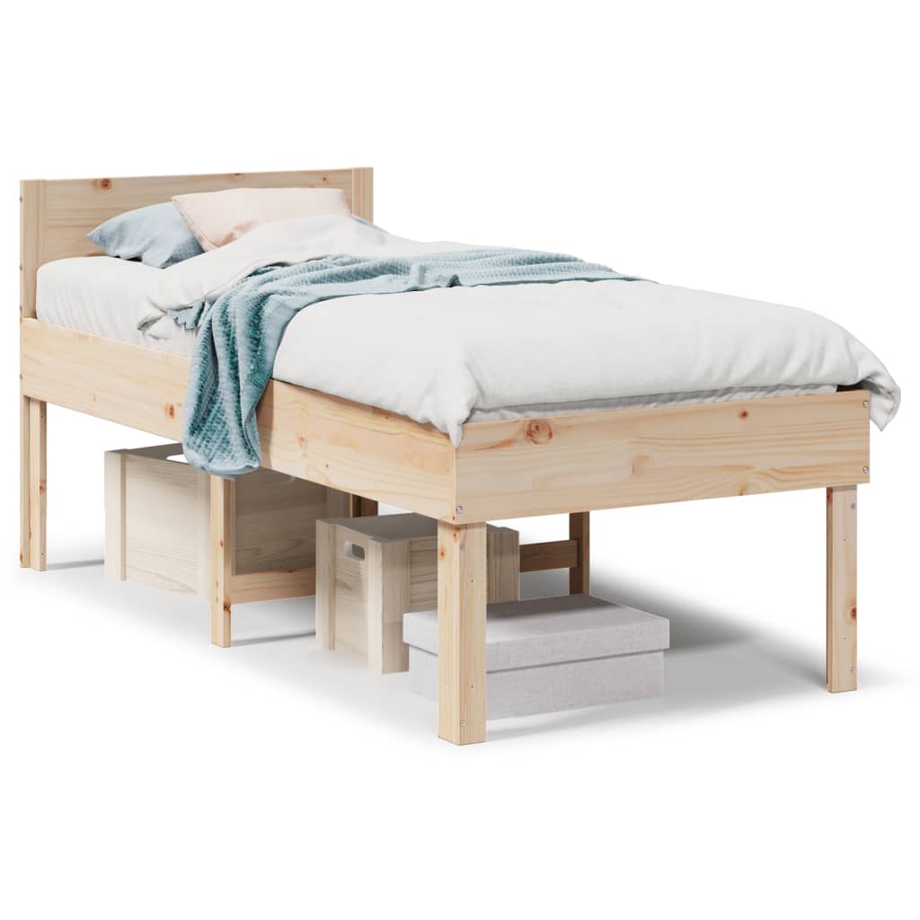 Bed frame without mattress solid pine - natural colored, 80 x 200 cm - number 2.