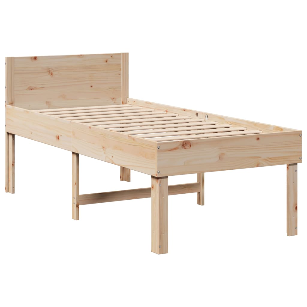 Bed frame without mattress solid pine - natural colored, 80 x 200 cm - number 3.