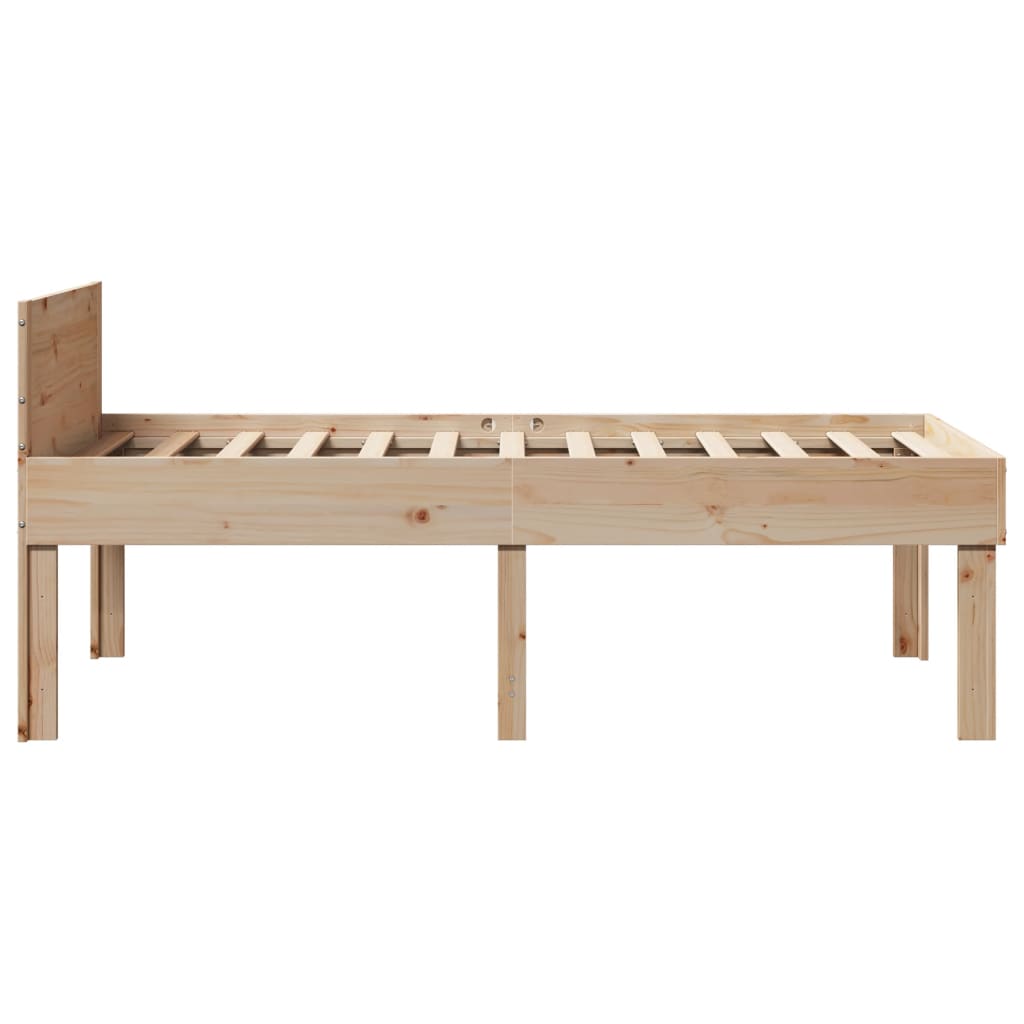 Bed frame without mattress solid pine - natural colored, 80 x 200 cm - number 5.