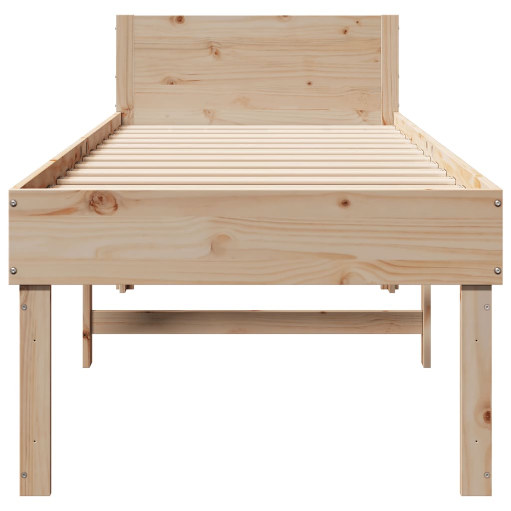 Bed frame without mattress solid pine - natural colored, 80 x 200 cm - number 4.