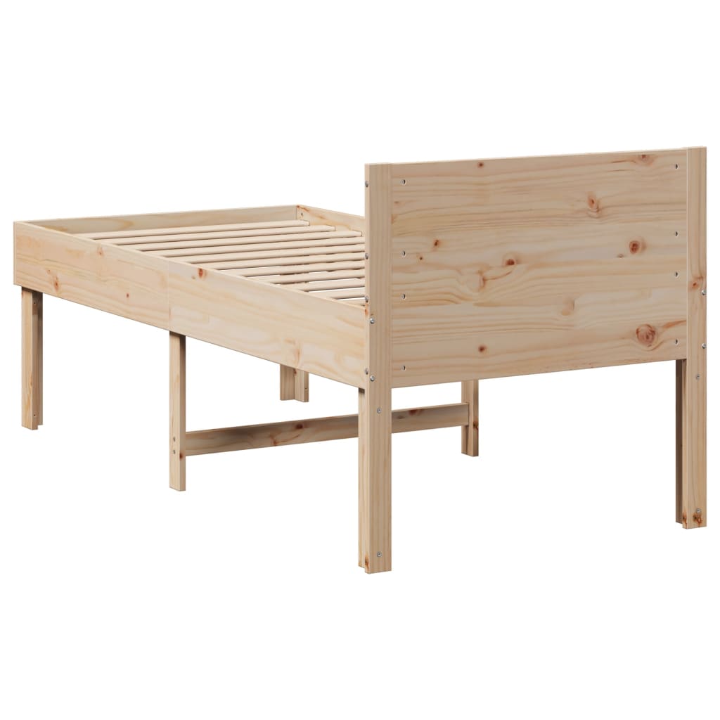 Bed frame without mattress solid pine - natural colored, 80 x 200 cm - number 6.