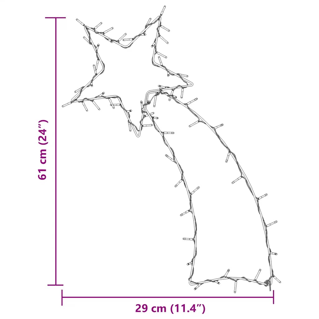 Guirlande lumineuse de noël silhouette étoile filante 80 led blanc chaud - 29 x 61 cm, 1 - number 8.