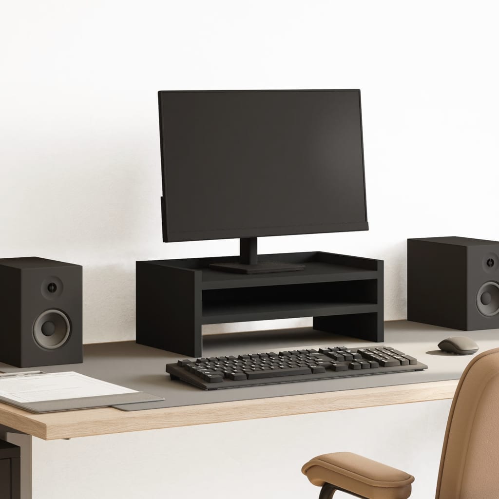 Držač ekrana izrađeno od drva - crni, 42 x 24 x 16 cm - number 1.