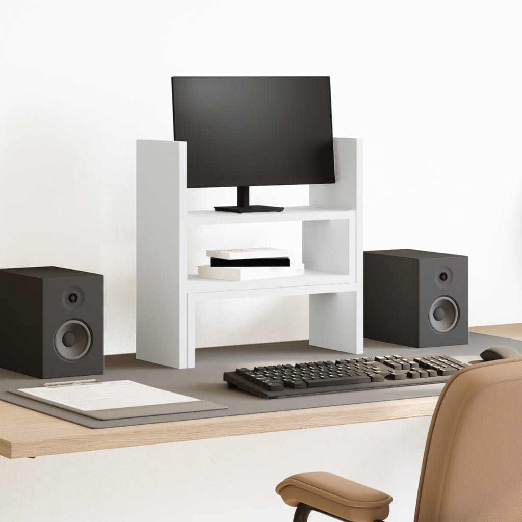 Polica za stol 40x17x41 cm izgrađeno drvo - bijelo - number 1.