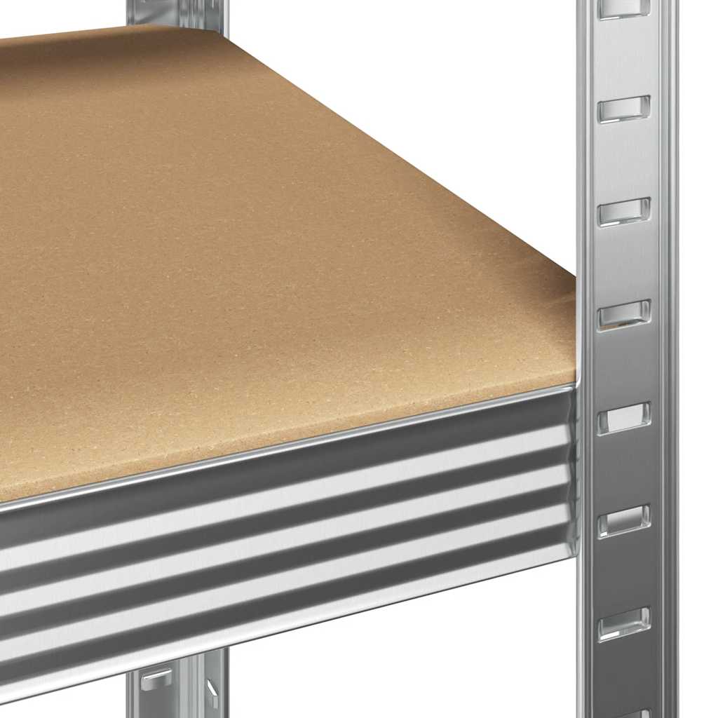 Čvrsti regal 5 polica čelik i konstruirano drvo srebrne boje - srebrna, 1 - number 7.