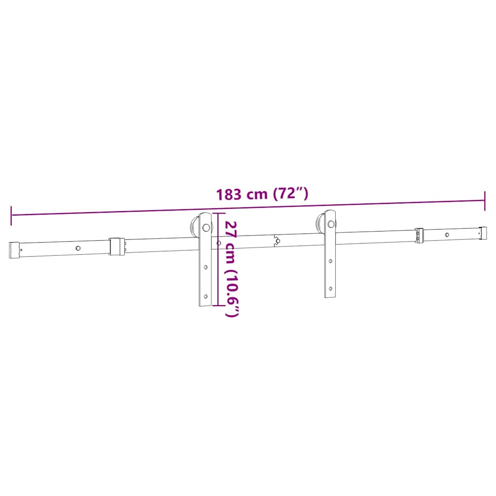 Skinnesæt til skydedør stål - ooo 3, 183 cm, ooo 4 - number 12.