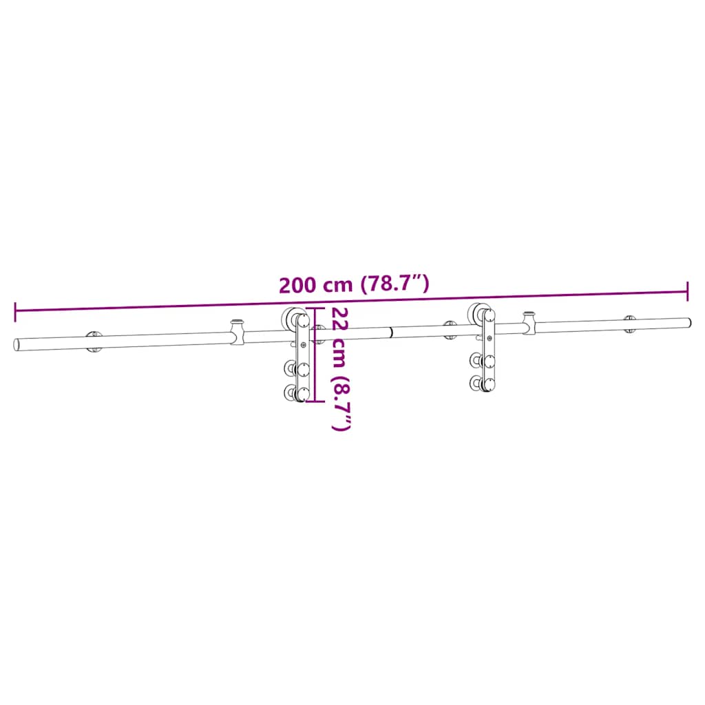 Hardwarekit til skydedør rustfrit stål sølvfarvet - 200 cm, 1 - number 12.