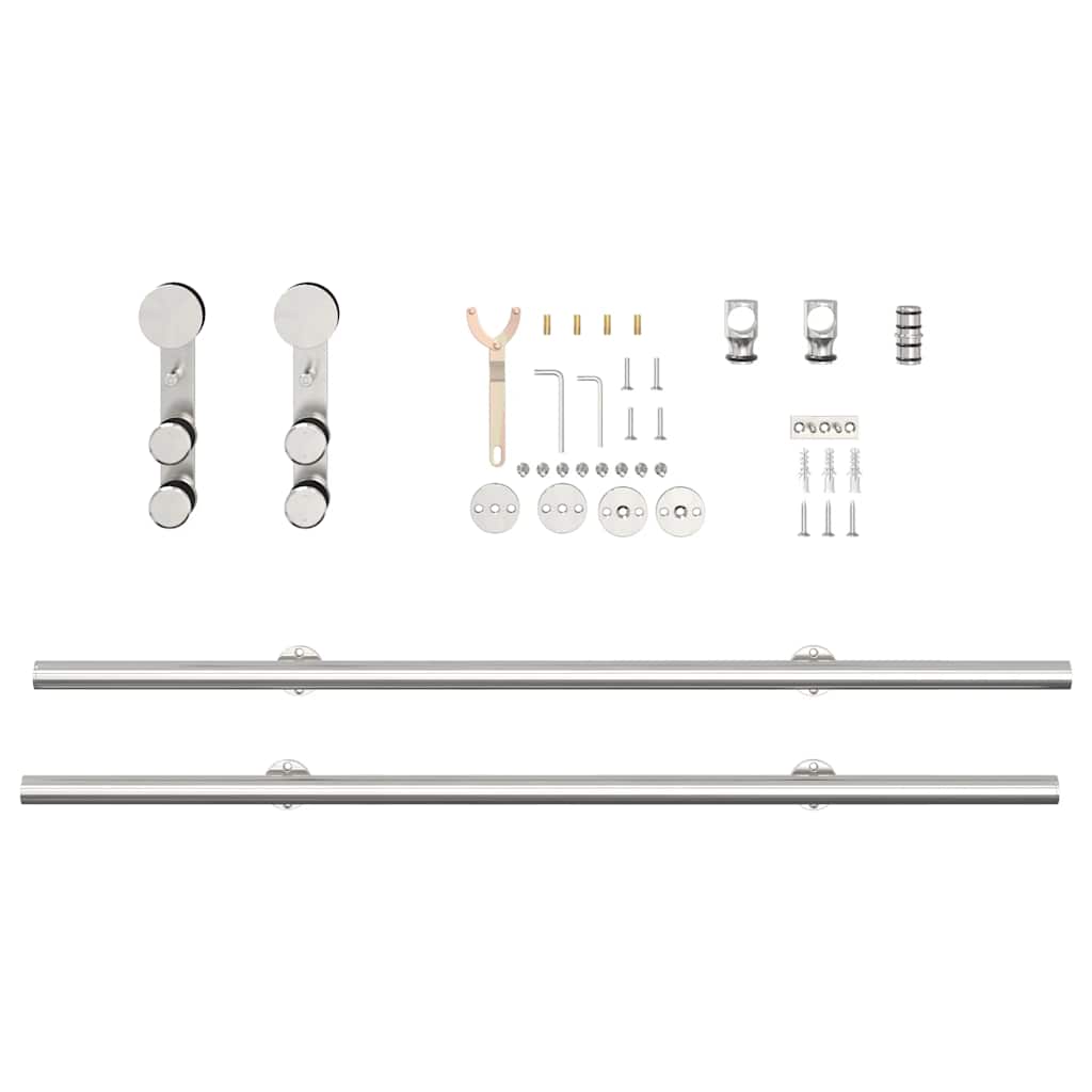 Hardwarekit til skydedør rustfrit stål sølvfarvet - 200 cm, 1 - number 4.