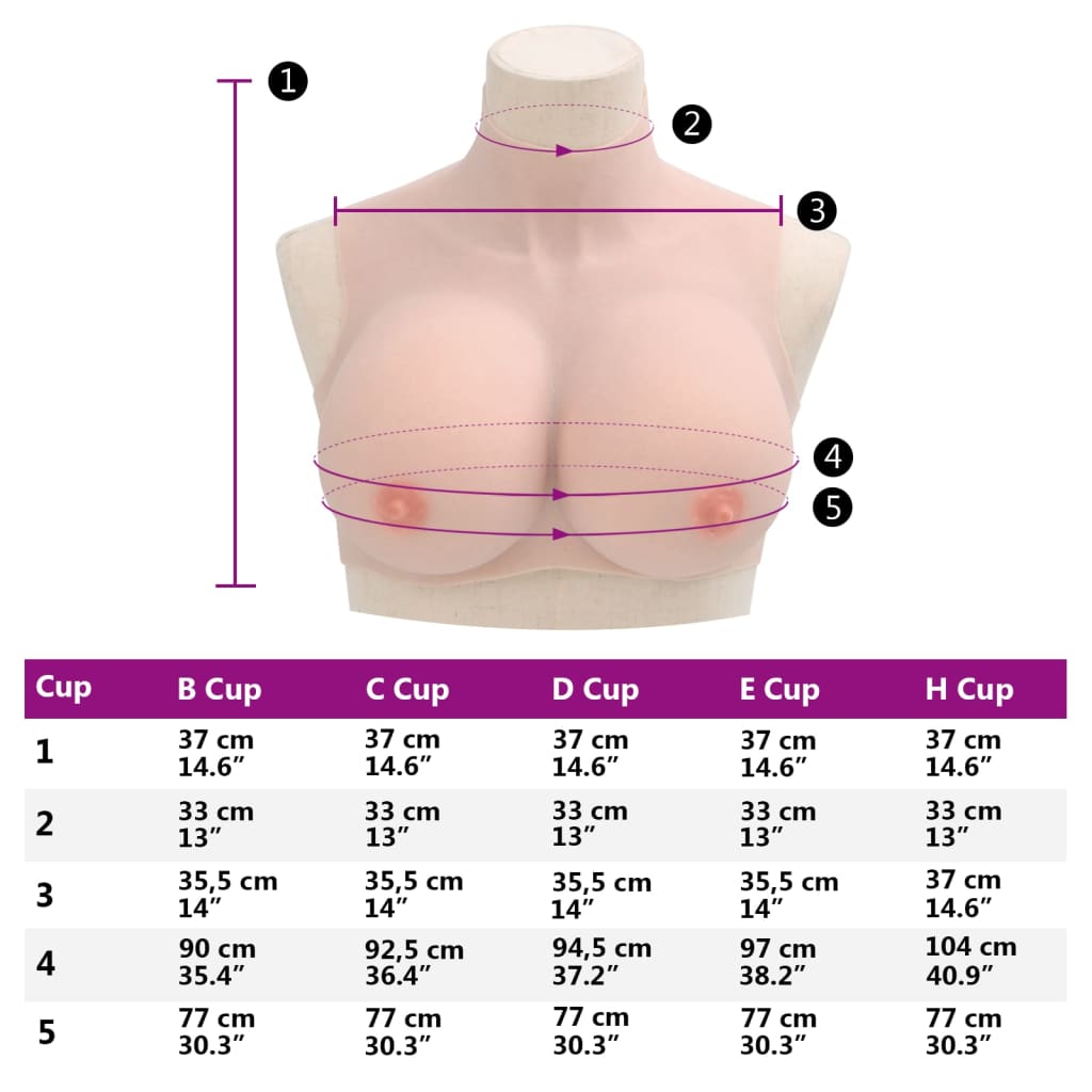 Poitrines en silicone artificiel h-bowl - caucasien, h, coton - number 9.