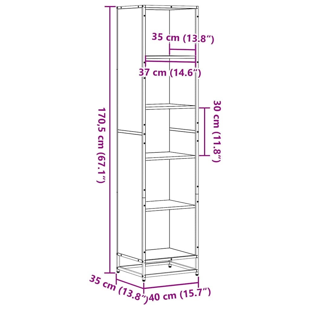 Bokhylle 40x35x170,5 cm konstruert tre - svart, 1, 170,5 cm, 40 cm - number 9.