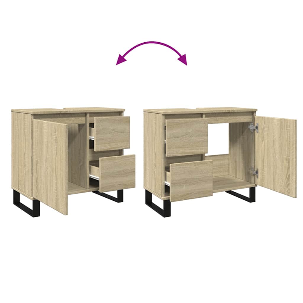 Szafka łazienkowa 65x33x60 cm drewno klejone dąb sonoma - ooo 1 - number 7.