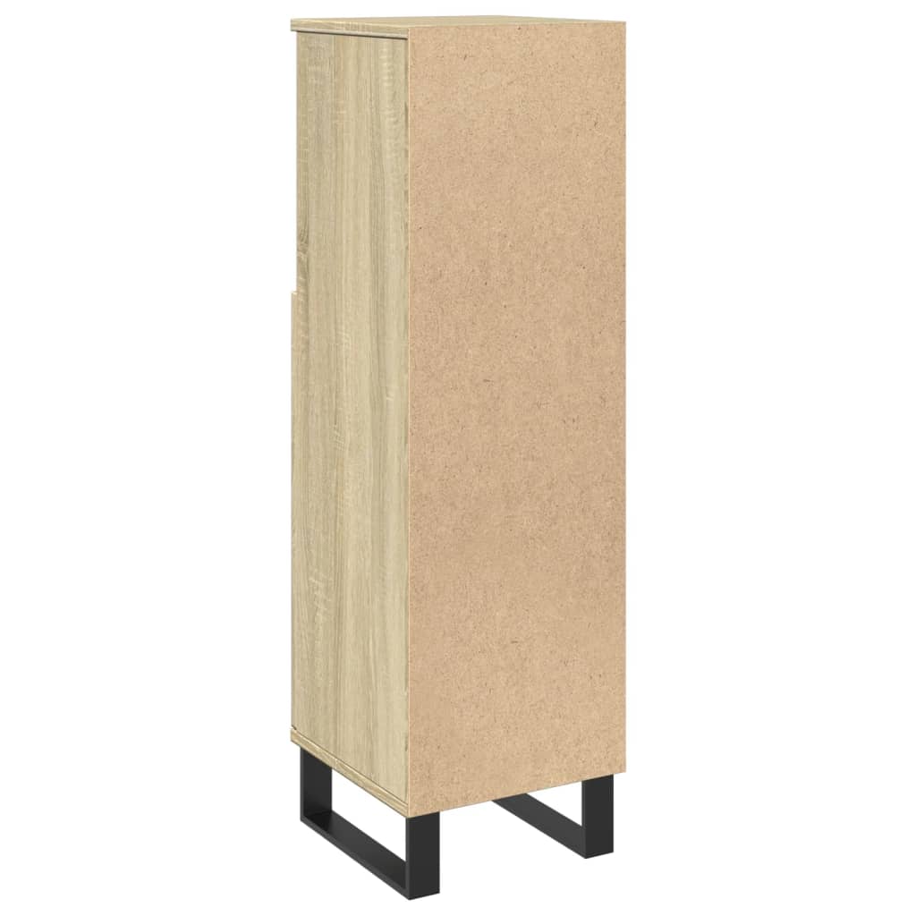 Badeværelsesskab 30x30x100 cm konstrueret træ sonoma-eg - number 6.