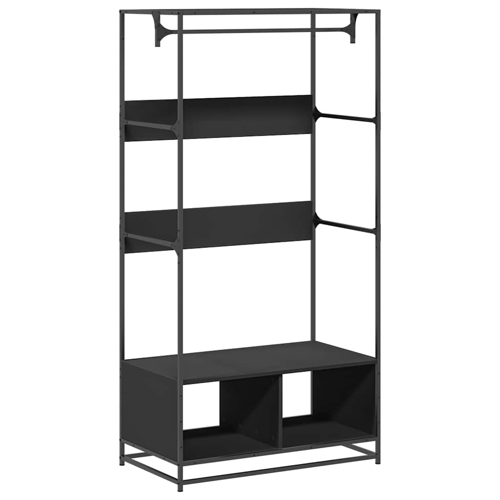 Klædeskab 90x50x180 cm konstrueret træ - sort, 1, x - number 2.