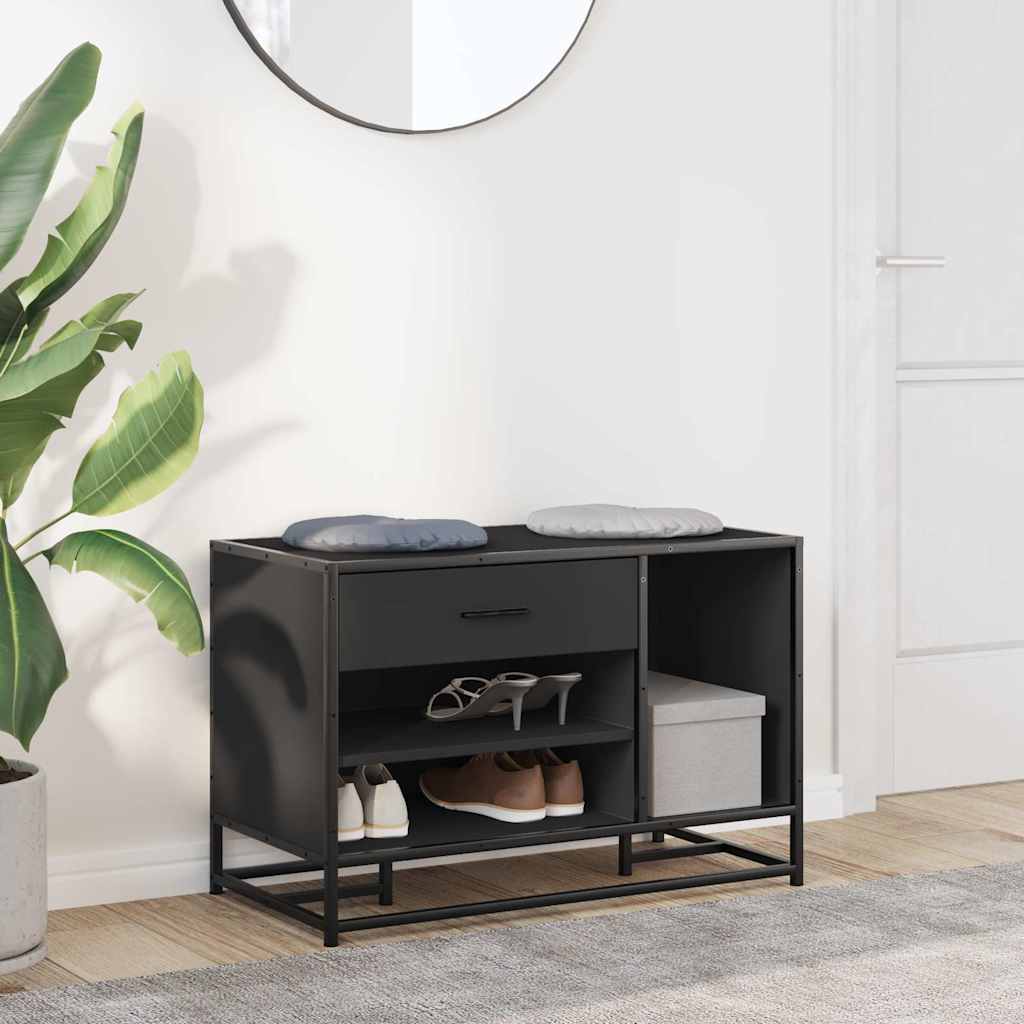 Klupa za cipele 80x40x53,5 cm konstruirano drvo i metal - crna - number 3.