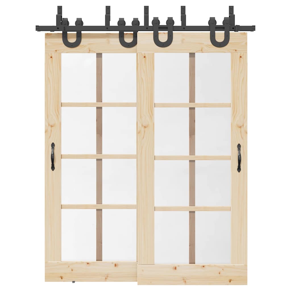 Skinnesæt til skydedør stål sort - 183 cm, 4 - number 1.
