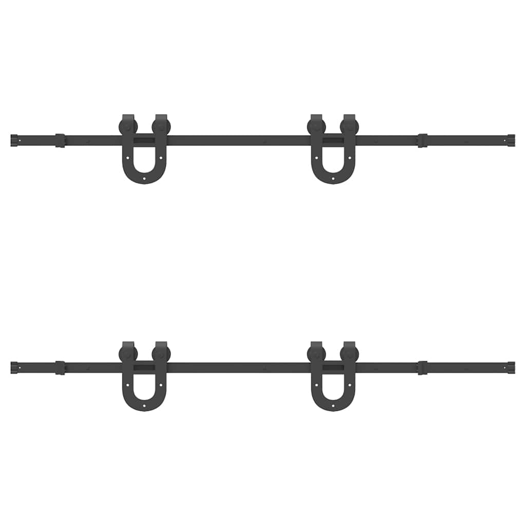 Skinnesæt til skydedør stål sort - 183 cm, 4 - number 6.