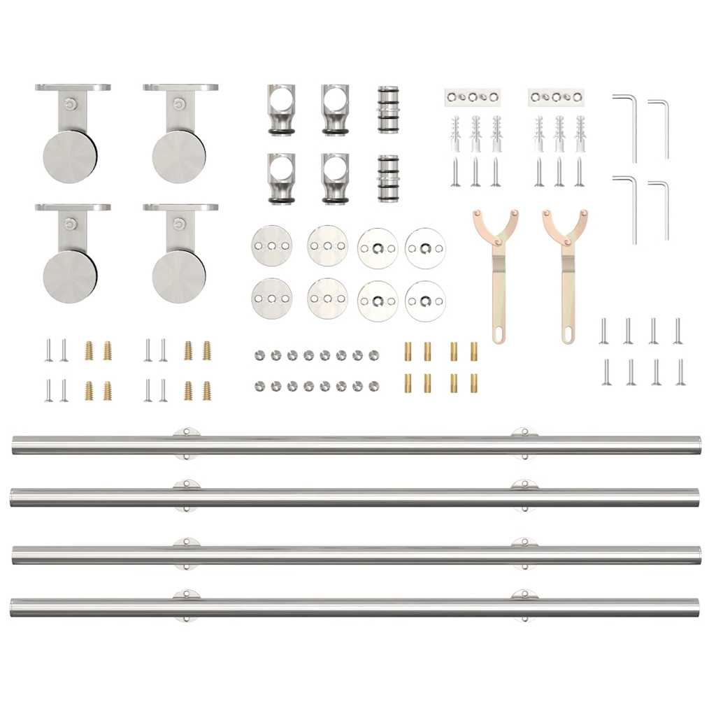 Hardwarekit til skydedør rustfrit stål sølvfarvet - 183 cm, 1, top - number 8.