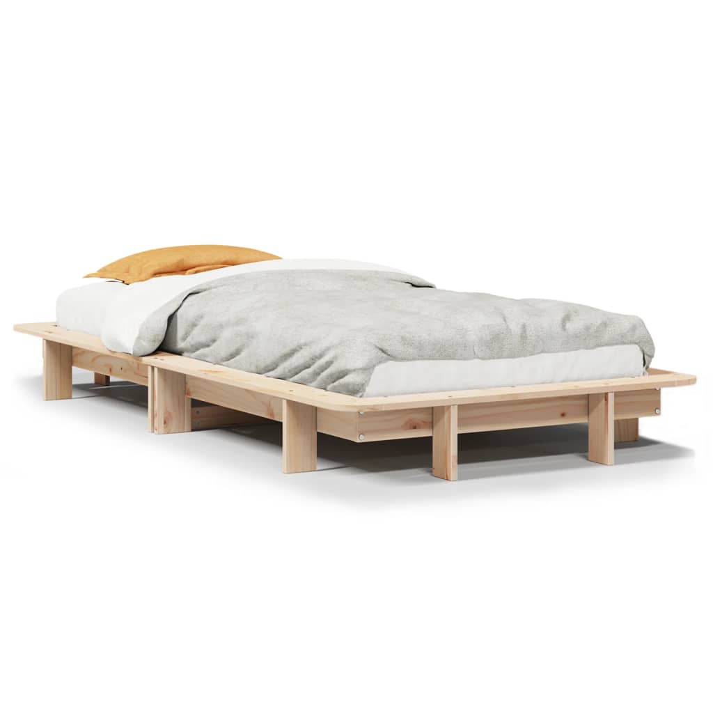 Bed frame without mattress solid pine - natural colored, 90 x 200 cm - number 2.