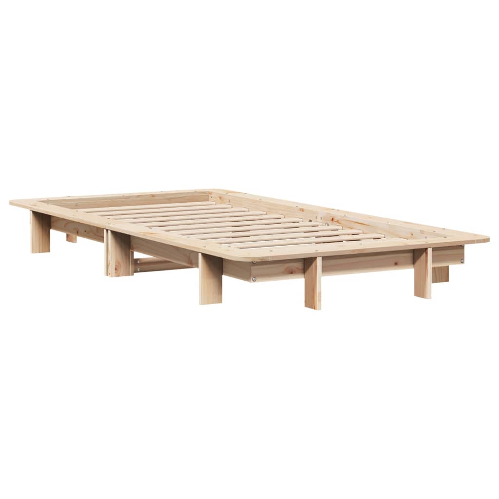 Bed frame without mattress solid pine - natural colored, 90 x 200 cm - number 3.