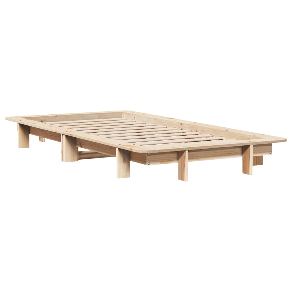 Bed frame without mattress solid pine - natural colored, 90 x 200 cm - number 6.