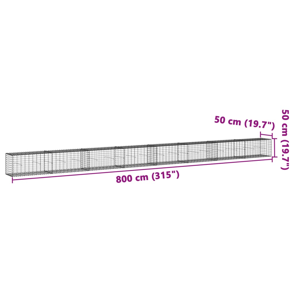 Gabion košarica s poklopcem pocinčanog željeza - 800 x 50 x 50 cm, 1 - number 7.