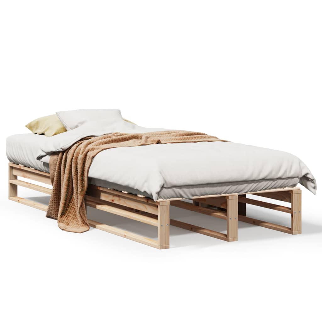 Bed frame without mattress solid pine wood - natural color, 90 x 200 cm - number 2.