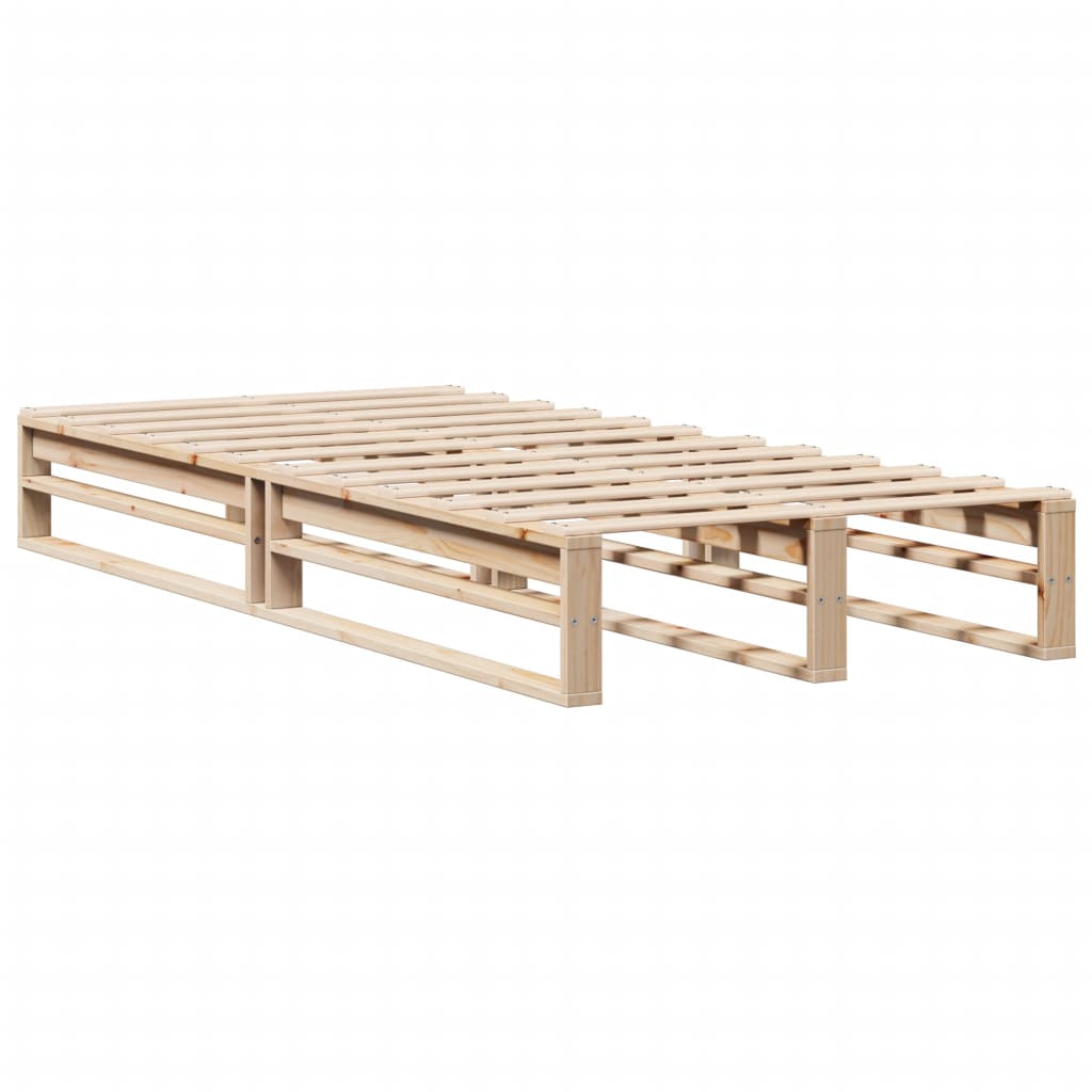 Bed frame without mattress solid pine wood - natural color, 90 x 200 cm - number 3.