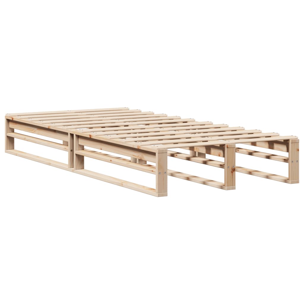 Bed frame without mattress solid pine wood - natural color, 90 x 200 cm - number 6.