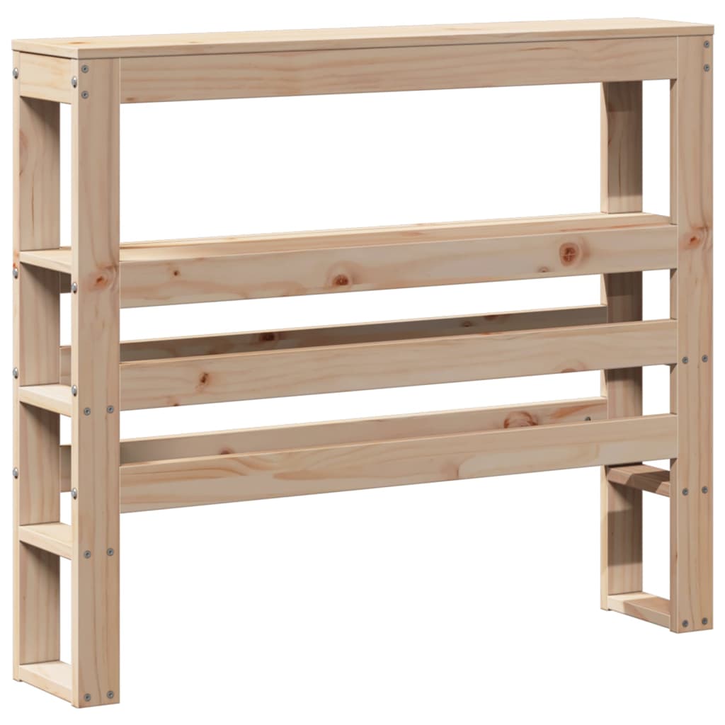 Sengegavl med hyller 90 cm massiv furu - naturlig farge, 96 x 19 x 82 cm, 1 - number 6.