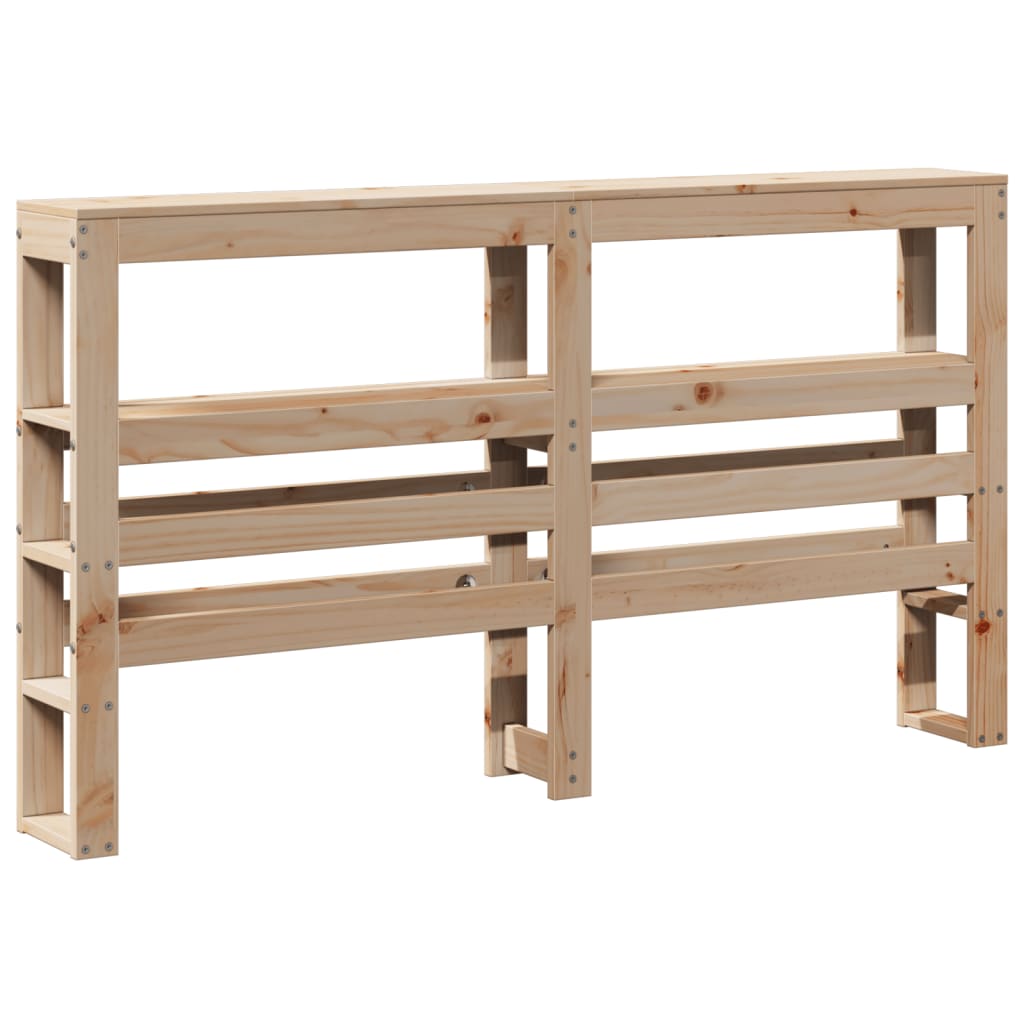 Sengegavl med hylder 120 cm massivt fyrretræ - naturfarvet, 126 x 19 x 82 cm, 1 - number 6.