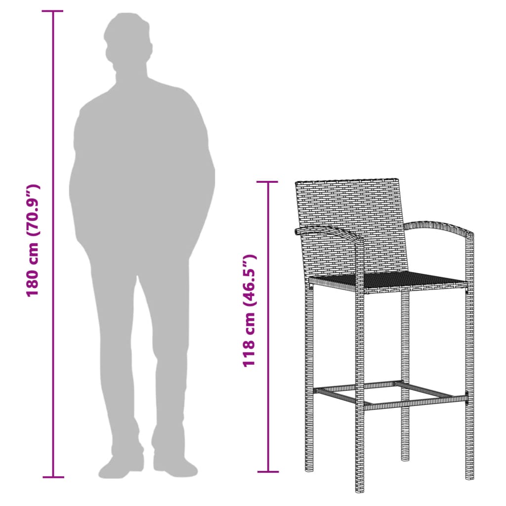3-dijelni vrtni šank set, masivno drvo bagrem i poliratan - sivi, 2 - number 12.