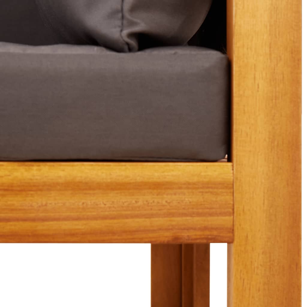 Sofasæt til haven 7 dele med hynder massivt akacietræ - grå, 2x hjørnedel + 4x midterdel + bord, 1 - number 9.