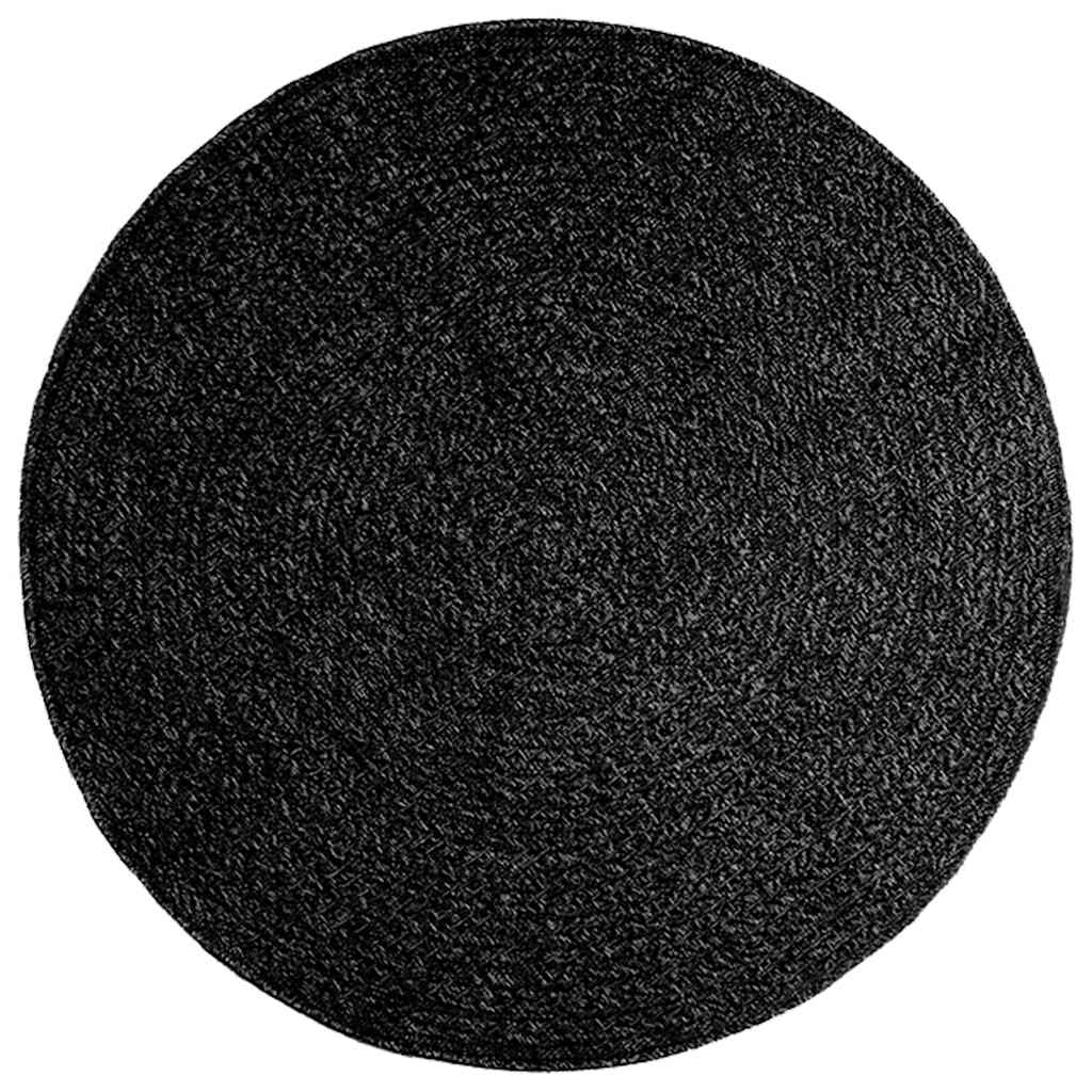 Tapis zizur aspect jute intérieur extérieur - gris anthracite, ø 120 cm, rond - number 3.