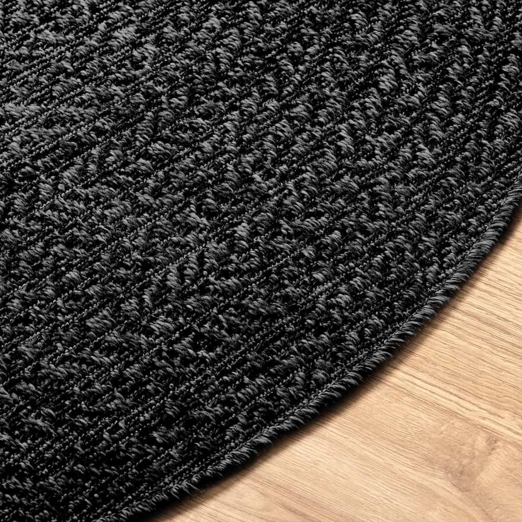 Tapis zizur aspect jute intérieur extérieur - gris anthracite, ø 120 cm, rond - number 6.