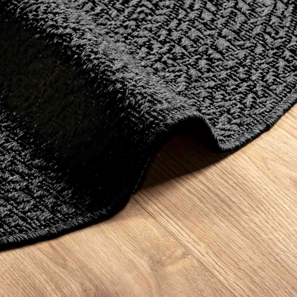 Tapis zizur aspect jute intérieur extérieur - gris anthracite, ø 120 cm, rond - number 8.