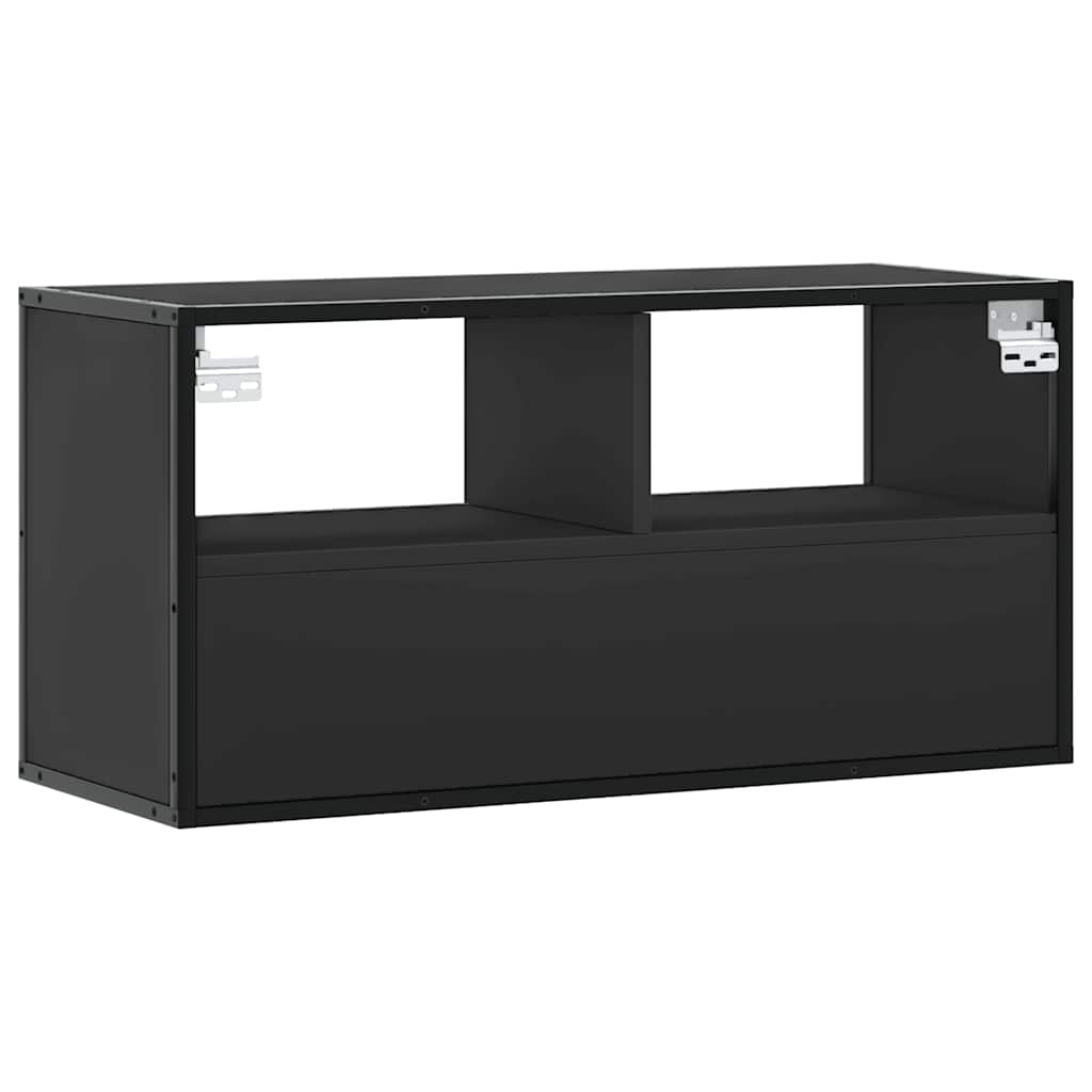 Tv-bord 80x31x39,5 cm konstrueret træ og metal - sort, 1, 80 cm - number 6.