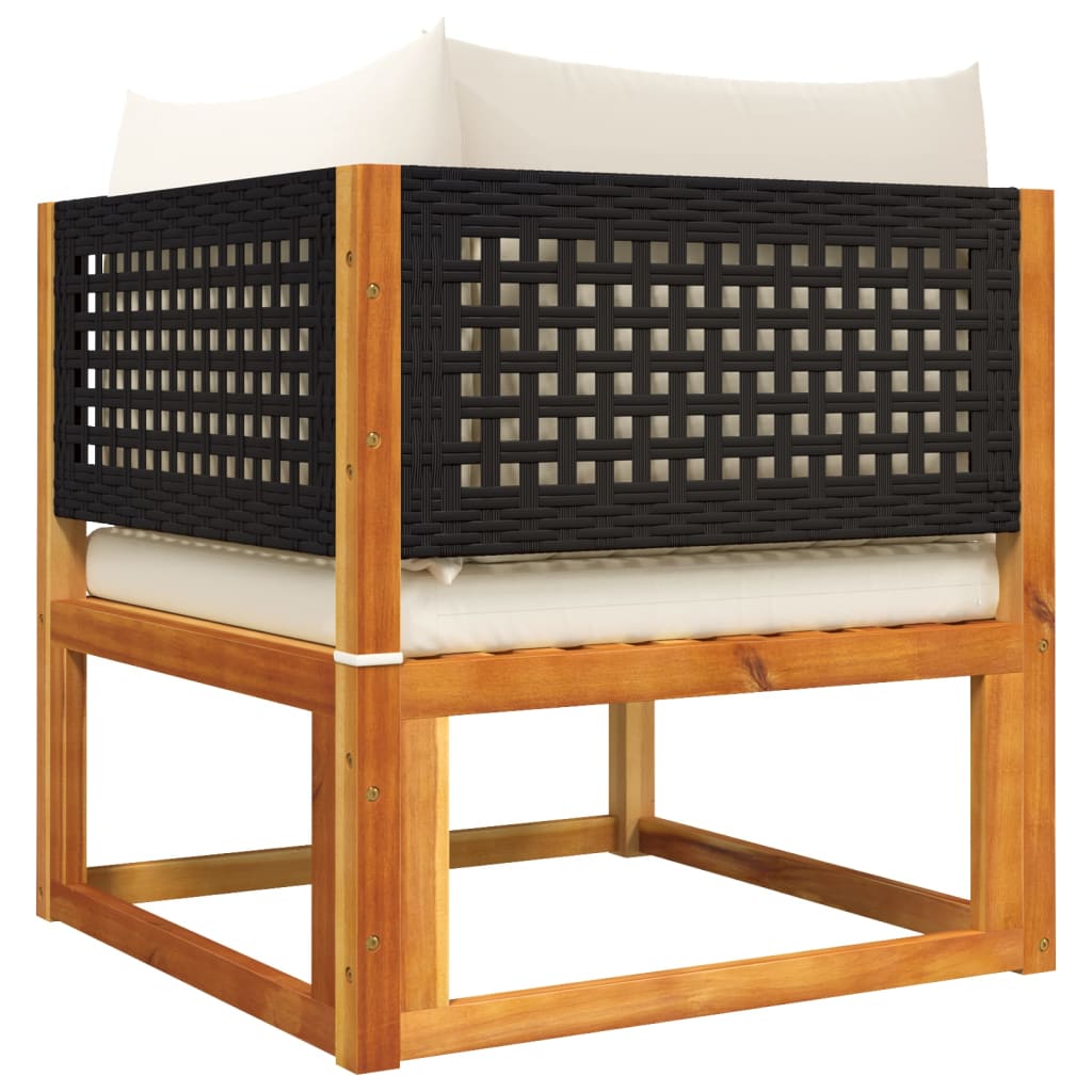 Kutni moduli za vrtnu garnituru 2 kom. s jastucima od punog bagremovog drva - crno i krem, 2-sjed, 1 - number 5.