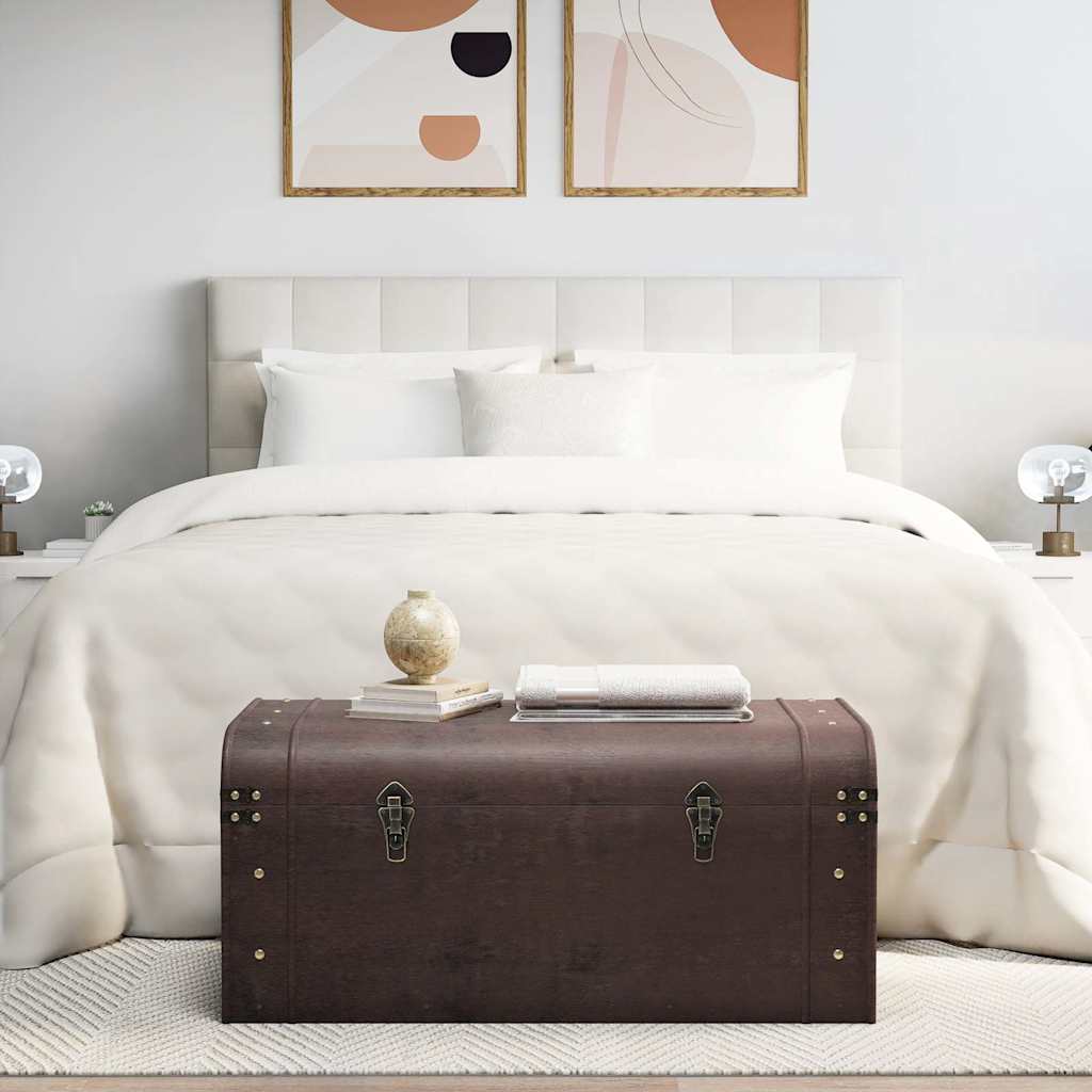 Skattekiste med spænder 90x50x39,5 cm krydsfiner mørkebrun - 90 x 50 x 39.5 cm, 1 - number 3.