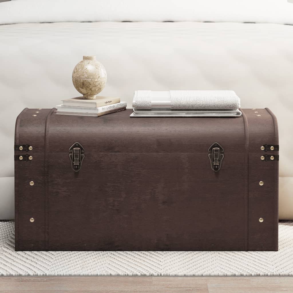 Skattekiste med spænder 79,5x39,5x39,5 cm krydsfiner mørkebrun - number 1.