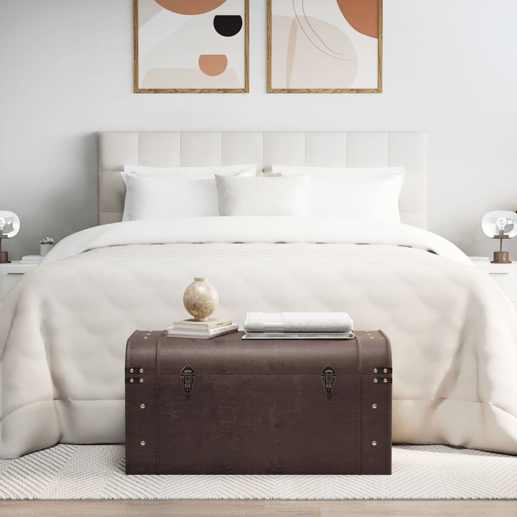 Skattekiste med spænder 79,5x39,5x39,5 cm krydsfiner mørkebrun - number 3.