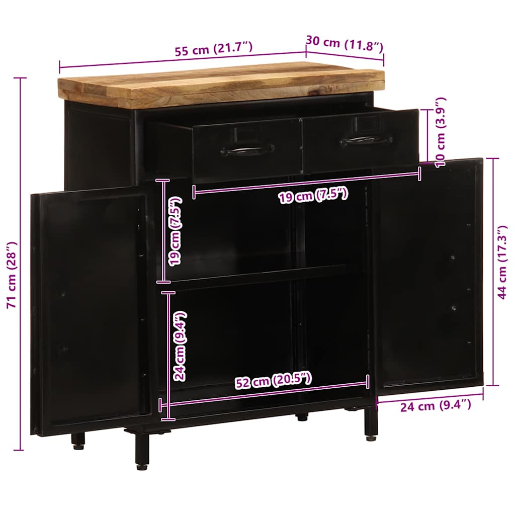 Příborník 55x30x71 cm masivní mangové dřevo - number 9.