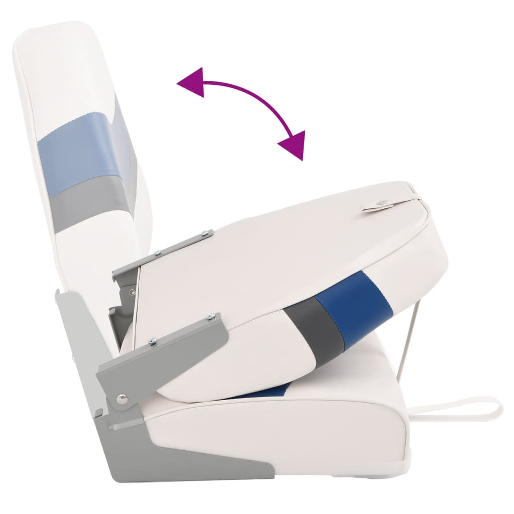 Bådsædesæt i dele med højt ryglæn foldbart - hvid og blå, 1, med drejeplade - number 11.